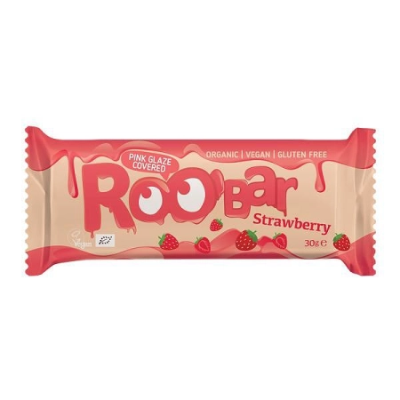 Био Бар с Ягоди Покрит с Розова Глазура, 30g , Roobar