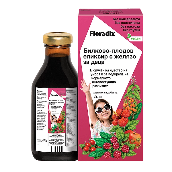 Билково-плодов еликсир с желязо за деца, 250ml, Floradix