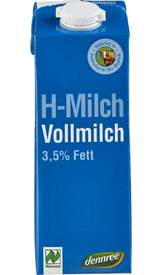 Био Пълномаслено мляко 3,5% масленост, 1L, Dennree