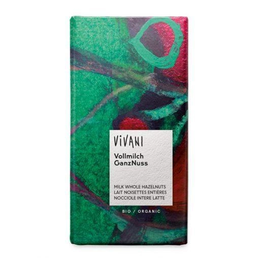 Био Млечен Шоколад с Цели Лешници, Vivani, 100 g