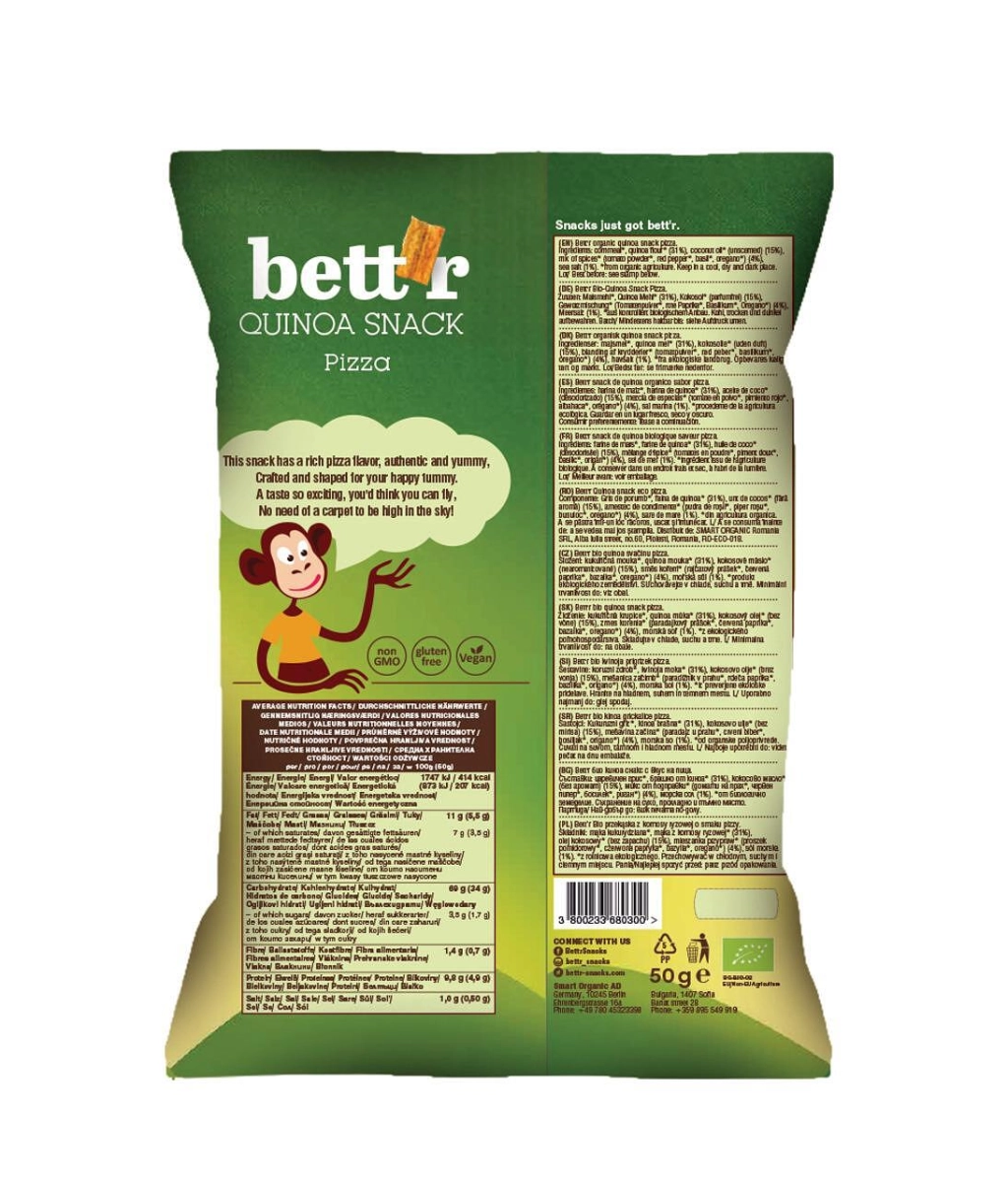 Био Снакс с Киноа Пица, 50g, Bettr