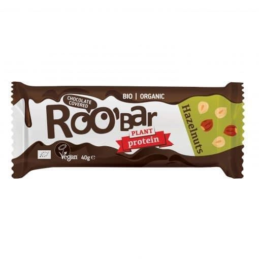 Био Протеинов бар с лешници, покрит с шоколад, 40g, Roobar 